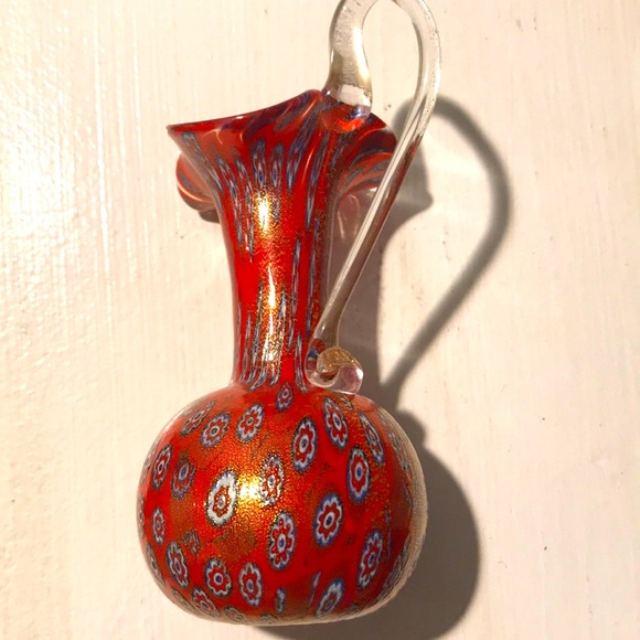 13cm x 7cm Gorgeous Millefiori Hand Blown Glass Vase *Pitcher Murano Italy 🇮🇹 - Picture 1 of 5